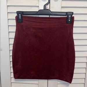 Burgundy velour mini skirt